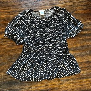 Urban Romantics Black & White Ruched Blouse S